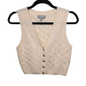 J.Crew Cashmere Women's XS Cream Cable Knit Cashmere Cropped Vest